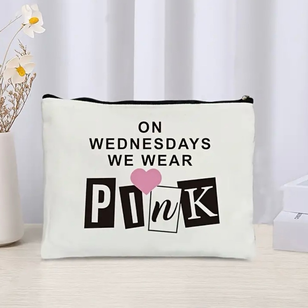 On Wednesdays We Wear Pink Cosmetic/ Travel Bag with Zipper Brand NEW